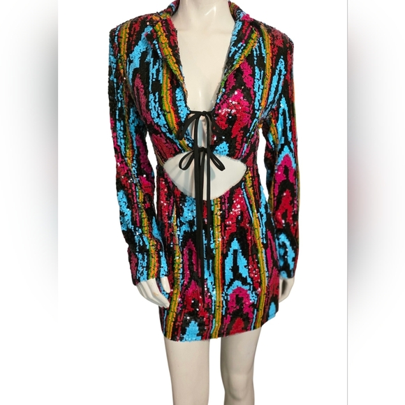 Nasty Gal Vibrant Sequin Mini Dress NWT SIze 6 - Picture 5 of 17
